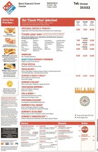 Dominos Pizza Menu With Prices 2019