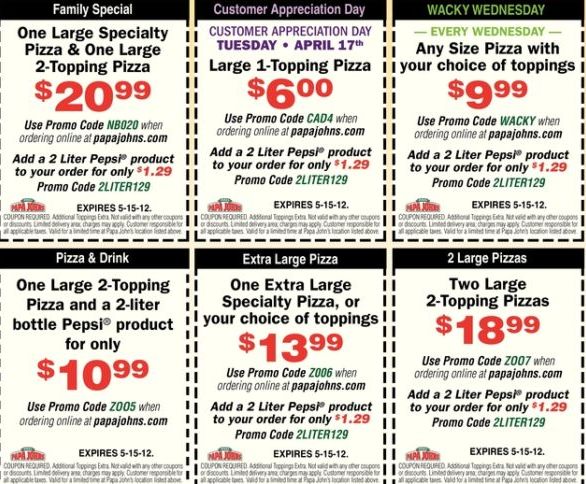 papa johns print coupons