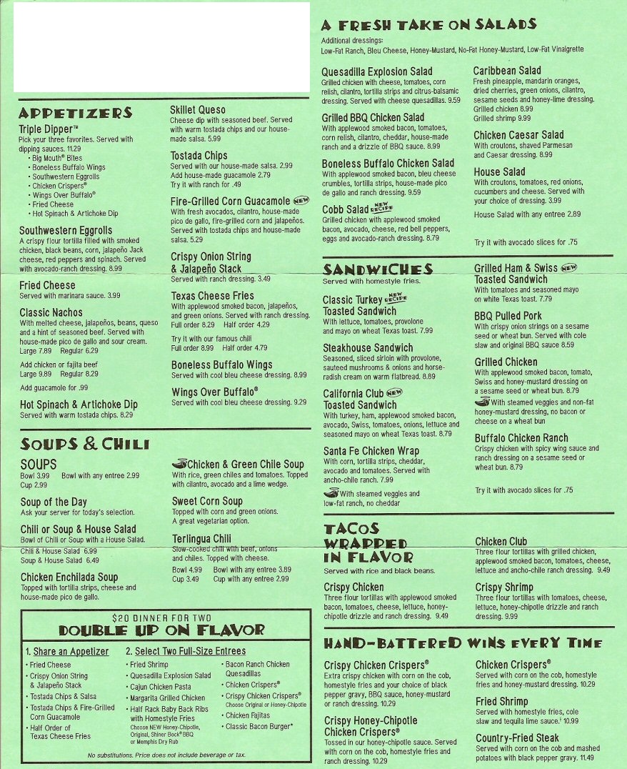 chilis menu example 2019