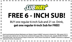 Free Sub In 2020 Free Printable Coupons Grocery Coupons