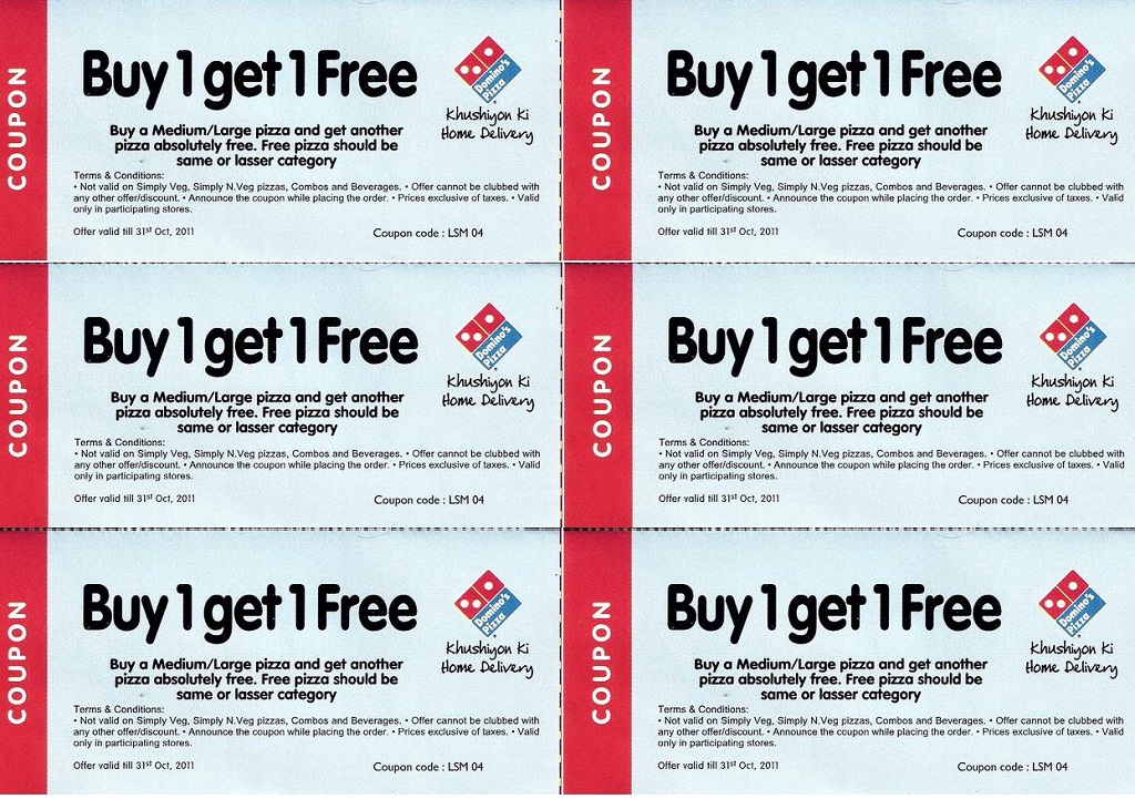 Dominos Coupons 2012: This is an example of a typical Dominos printable coupon. These coupons, however, expired at the end of 2011, but 2012 Dominos Coupons will be posted here, as soon as possible.