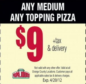 Papa Johns coupons - Printable Papa Johns coupon Image