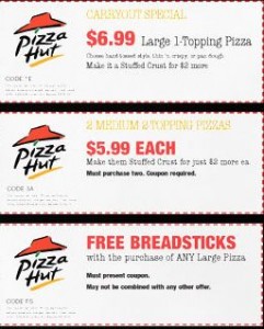 Pizza Hut coupons printable 2014-2015: Printable Pizza hut coupon code sample.