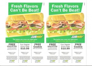 Subway Coupons in Today's Paper & On Today's Front Page